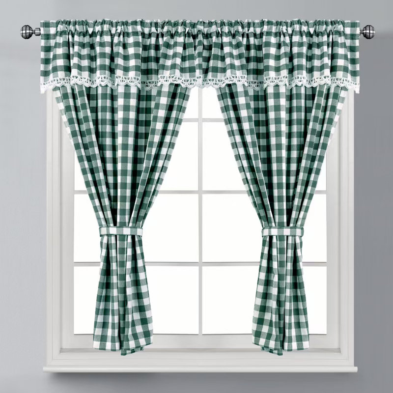 Chequered Kitchen Curtain, 54cm W x 48cm L