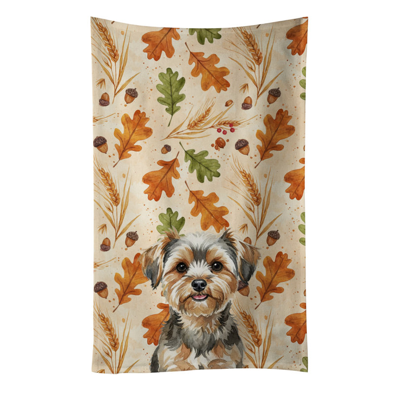 Yorkiepoo Heirloom Fall Kitchen Towel, Yorkiepoo