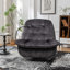 Luxueux fauteuil inclinable en velours estampé doré avec support pour téléphone portable et fonction berçante pivotante, parfait pour le confort et le style