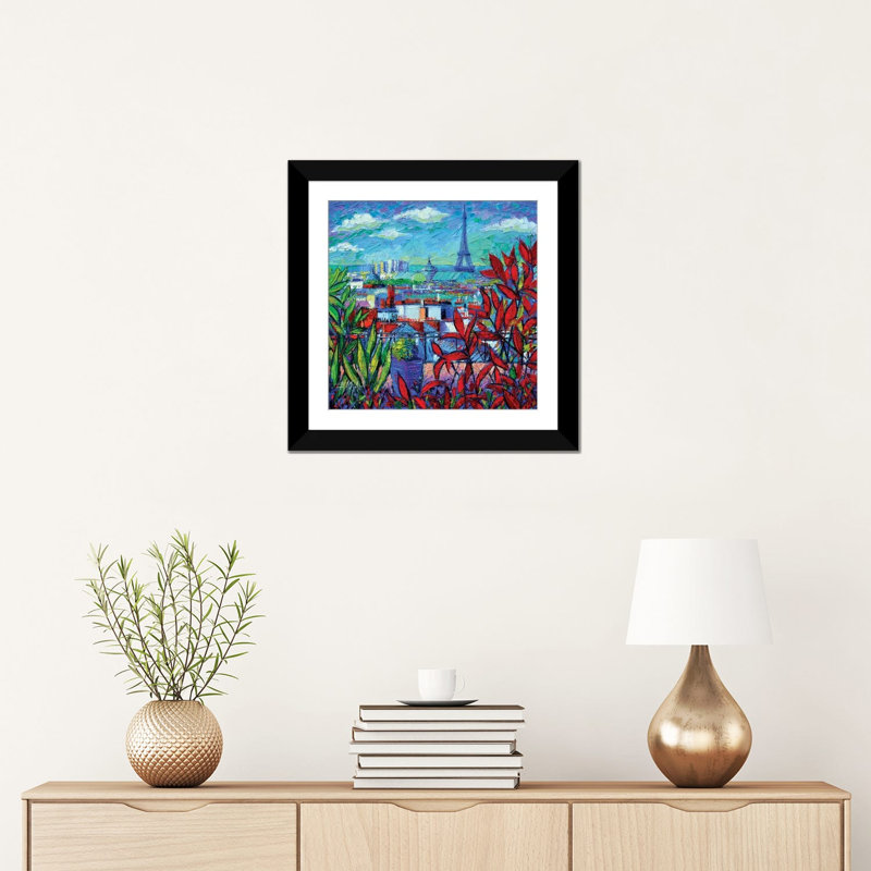 «Paris Rooftops» par Mona Edulesco - impression sur toile tendue, H 16 po x l 16 po x P 1 po, Papier beaux-arts encadré noir