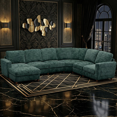 Oversized Curved Modular Sectional Sofa with Storage Ottoman & Cup Holders, Reversible L/U-Shaped Convertible Couch