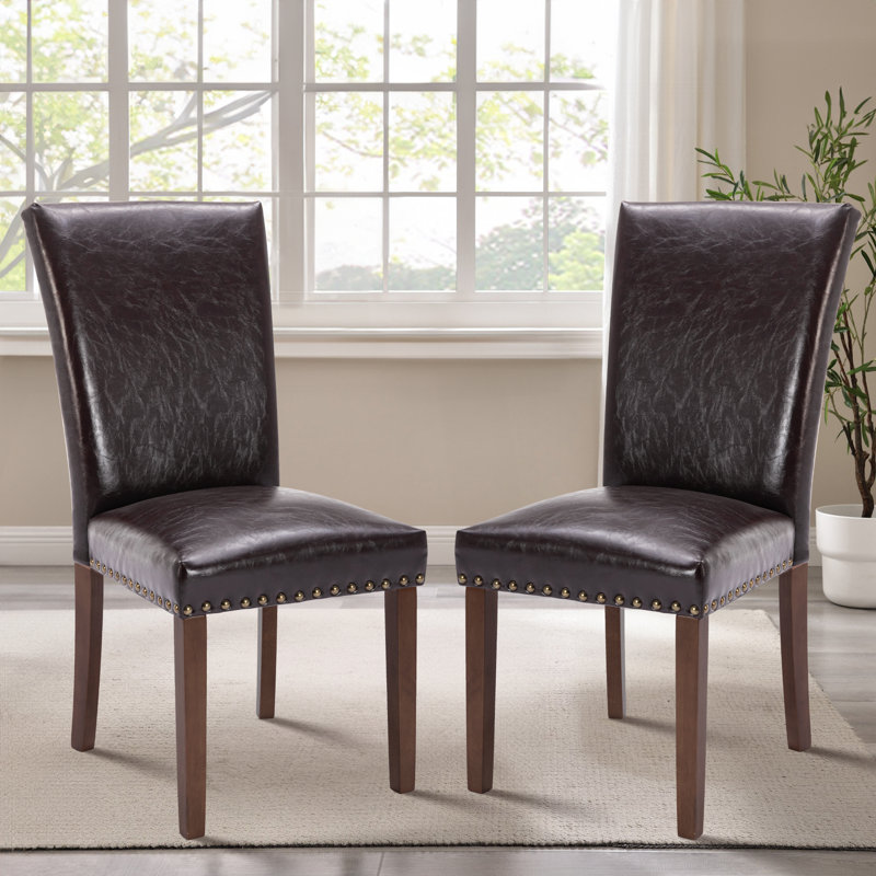 Chaise d'appoint Aphina, Similicuir brun foncé