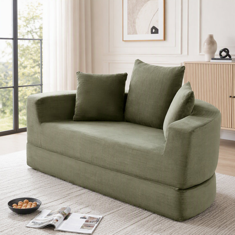 Convertible sofa couch bed,multi-functional,circular bed,adjustable Futon sofa, Green