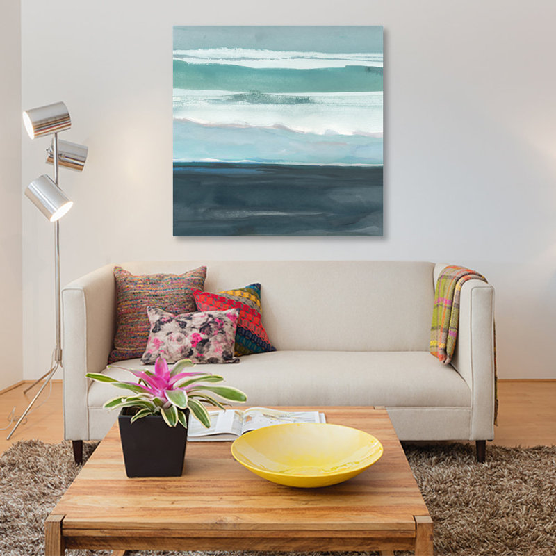 «Teal Sea I», impression sur toile, H 18 po x l 18 po x P 1,5 po, Toile tendue, Pas de tapis