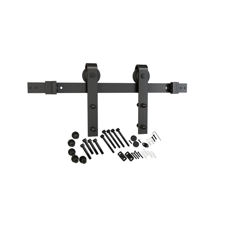Black Solid Core Z-Brace Barn Door with Flat Track