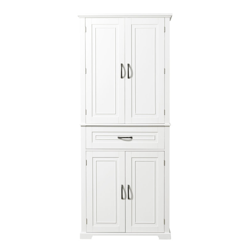 Solution de rangement pour salle de bain: Armoire haute blanche avec tiroir pour des arrangements polyvalents