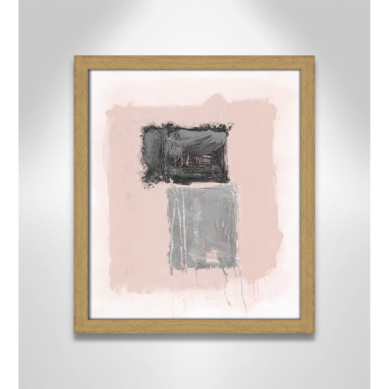 Pink, Black and Silver Shimmer II Print, 15" H x 13" W x 1.25" D, Natural Slim Unmatted Picture Framed