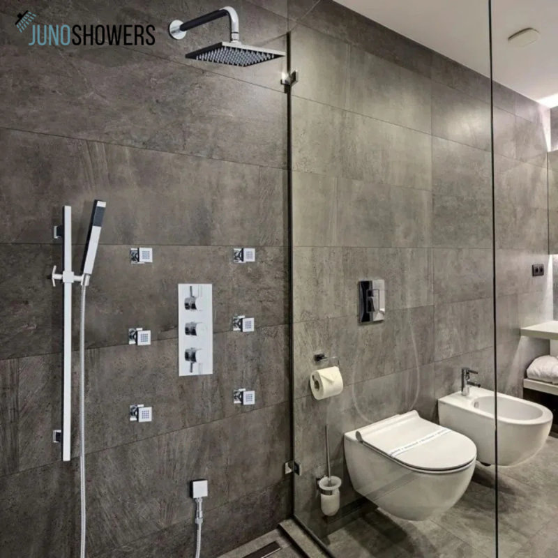 Valve de douche thermostatique avec protection anti-brûlure et finition résistante à la corrosion