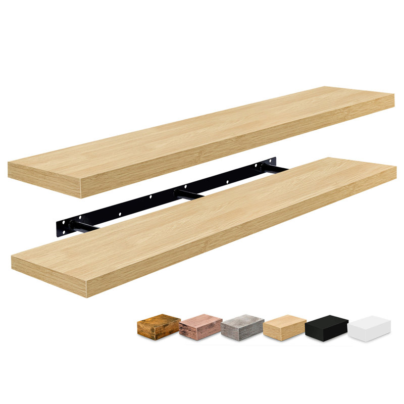 Sorbus Floating Shelves for Wall - 55 Inch Extra-Long Bathroom Shelves, Wall Decor for Bedroom, Kitchen, Living Room, Book Storage - Mounted Floating Shelf with Hidden Brackets (Maple, 2 Pack)