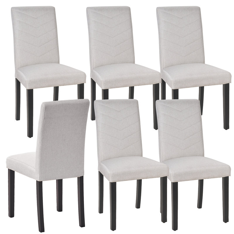 Trischa Fabric Dining Chair Set Of 6, Upholstered Parson Chair With Solid Wood Legs, Living Room Padded Chair Armless Side Chair With High Back For Home Kitchen