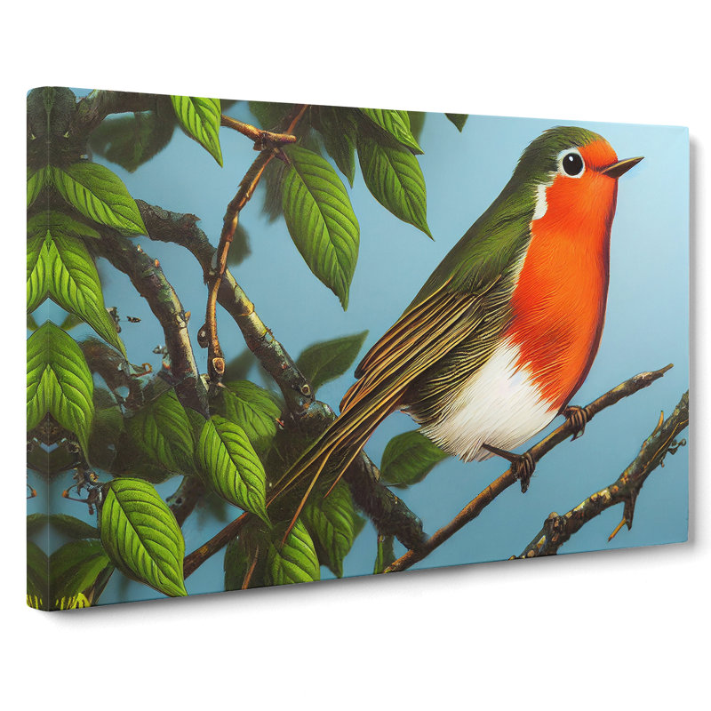 A Pretty Robin Bird - Wrapped Canvas