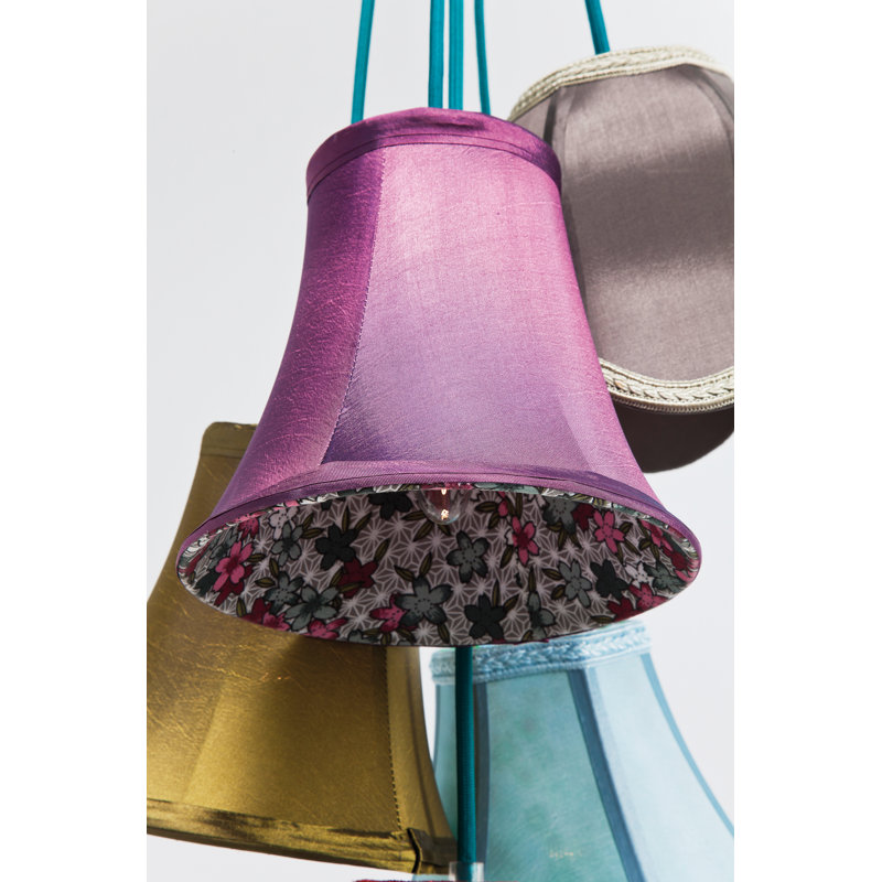 5 - Light Pendant Lamp Saloon Flowers, Pink/Grey/Red, 92cm H x 45cm W x 45 cm D, 5
