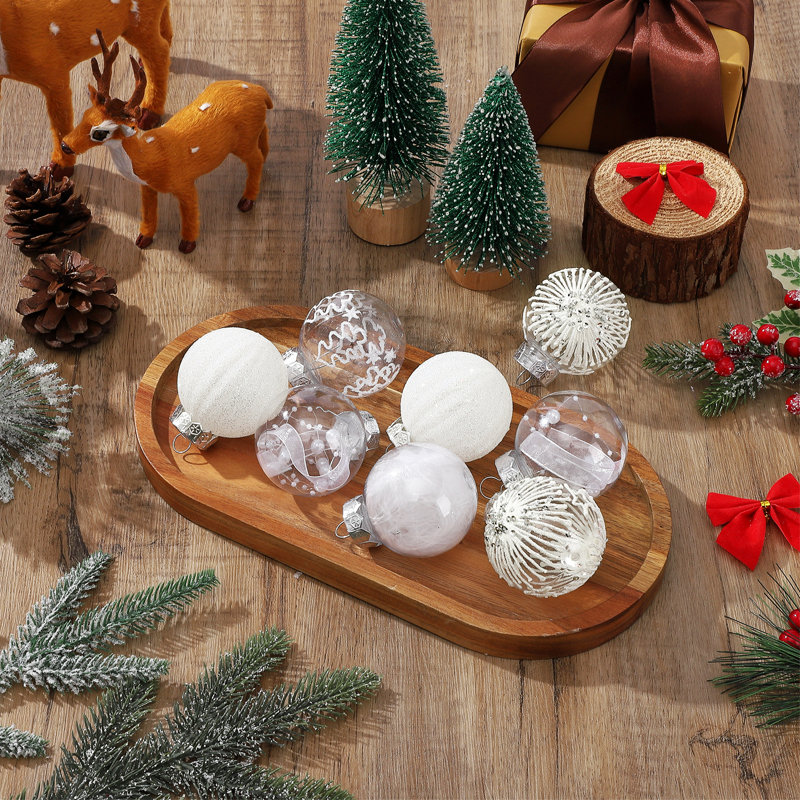 30 pièces de boules de Noël décoratives pour fête de mariage, White
