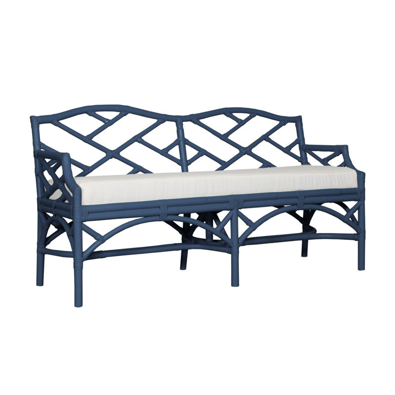Chippendale Upholstered Bench, Navy