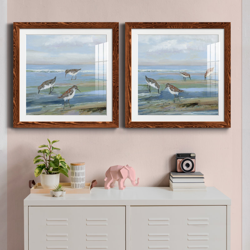 Seabird Beach I - ensemble de 2 peintures, Papier encadré érable, H 24 po x l 48 po x P 1 po