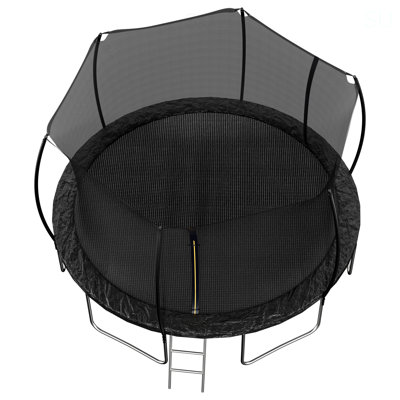 14FT Trampoline (Double-Side Color Pad) , Trampoline For Kids And Adults With Enclosure Net And Ladder,Curved Fence Pole