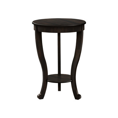 Walnut Brown Veneer End Table With 2 Tier, For Bedroom And Living Area Round Tier Accent In Veneer, A Charming