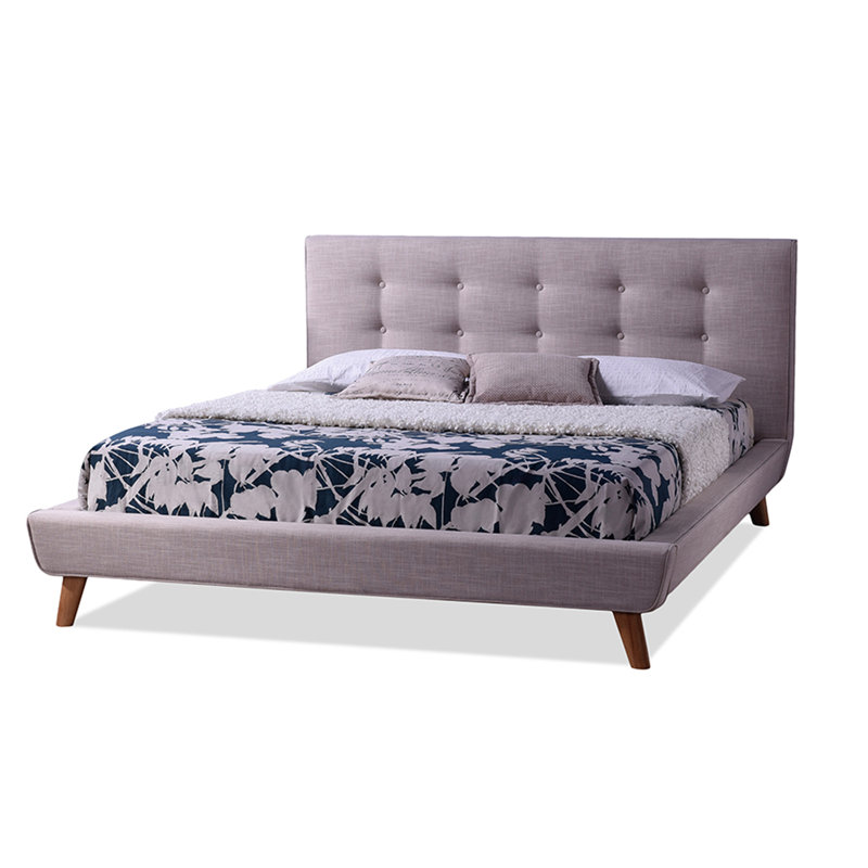 Lit plateforme tapissier Johnnell, Beige, Grand