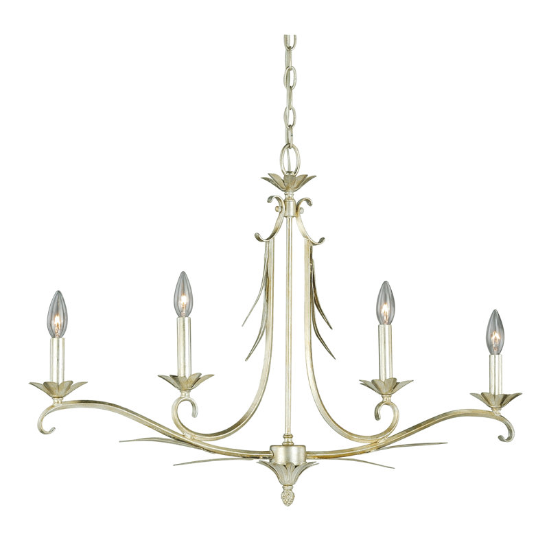 Pucklechurch 4 - Light Kitchen Island Pendant, Silver Leaf