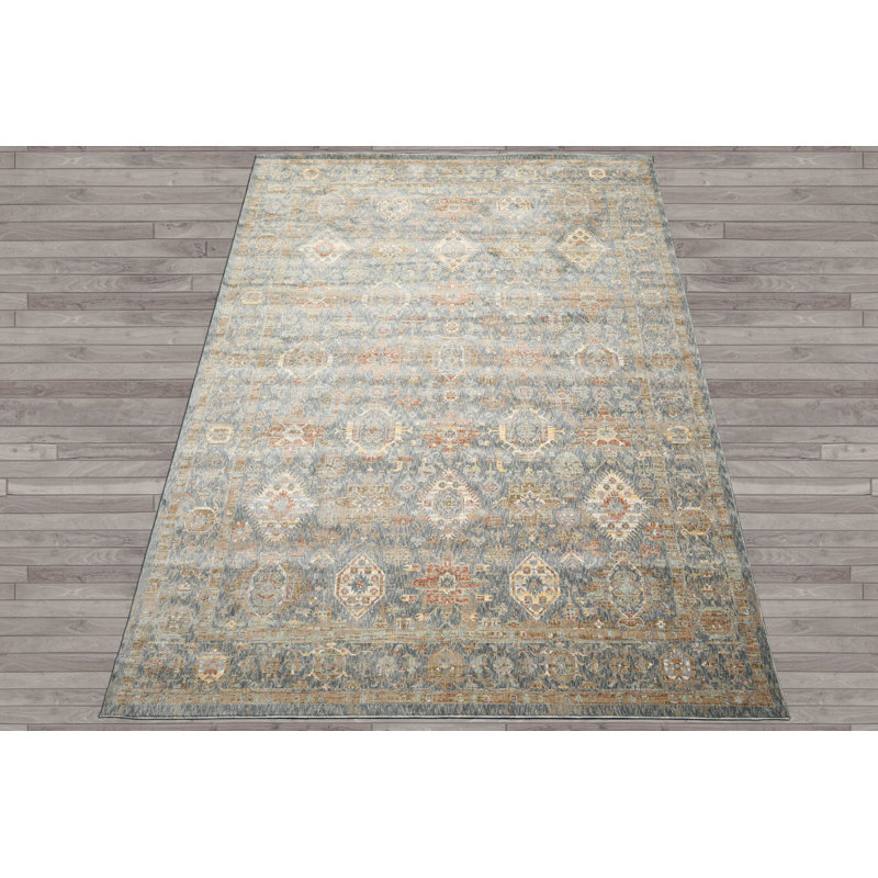 Tapis à poils multiples dense et dense fabriqué à la machine avec un lustre soyeux, Rectangle 4 pi 11 po x 6 pi 11 po