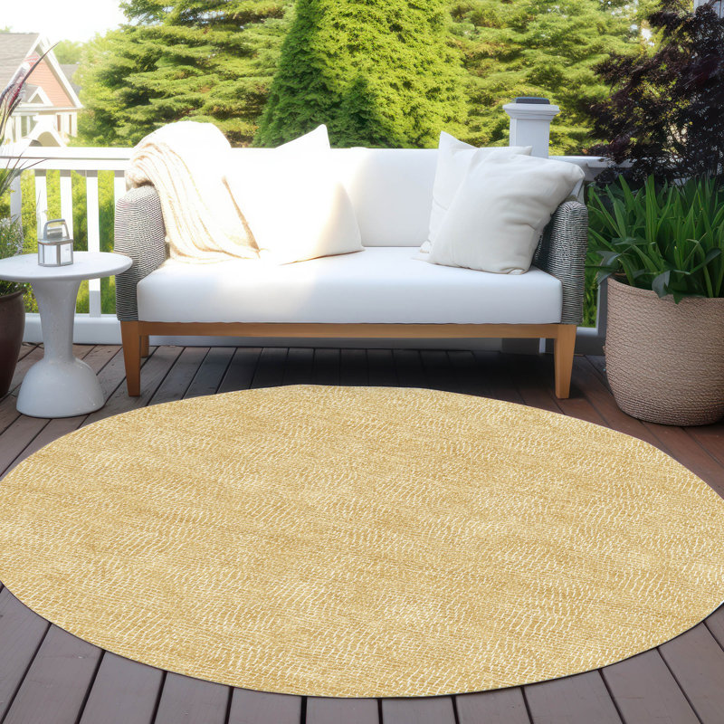 Riyala Gold Washable Indoor-Outdoor Rug - , 8' x 8'