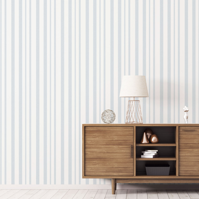 Newell Abstract Stripe Wallpaper, 10M X 53Cm, Blue