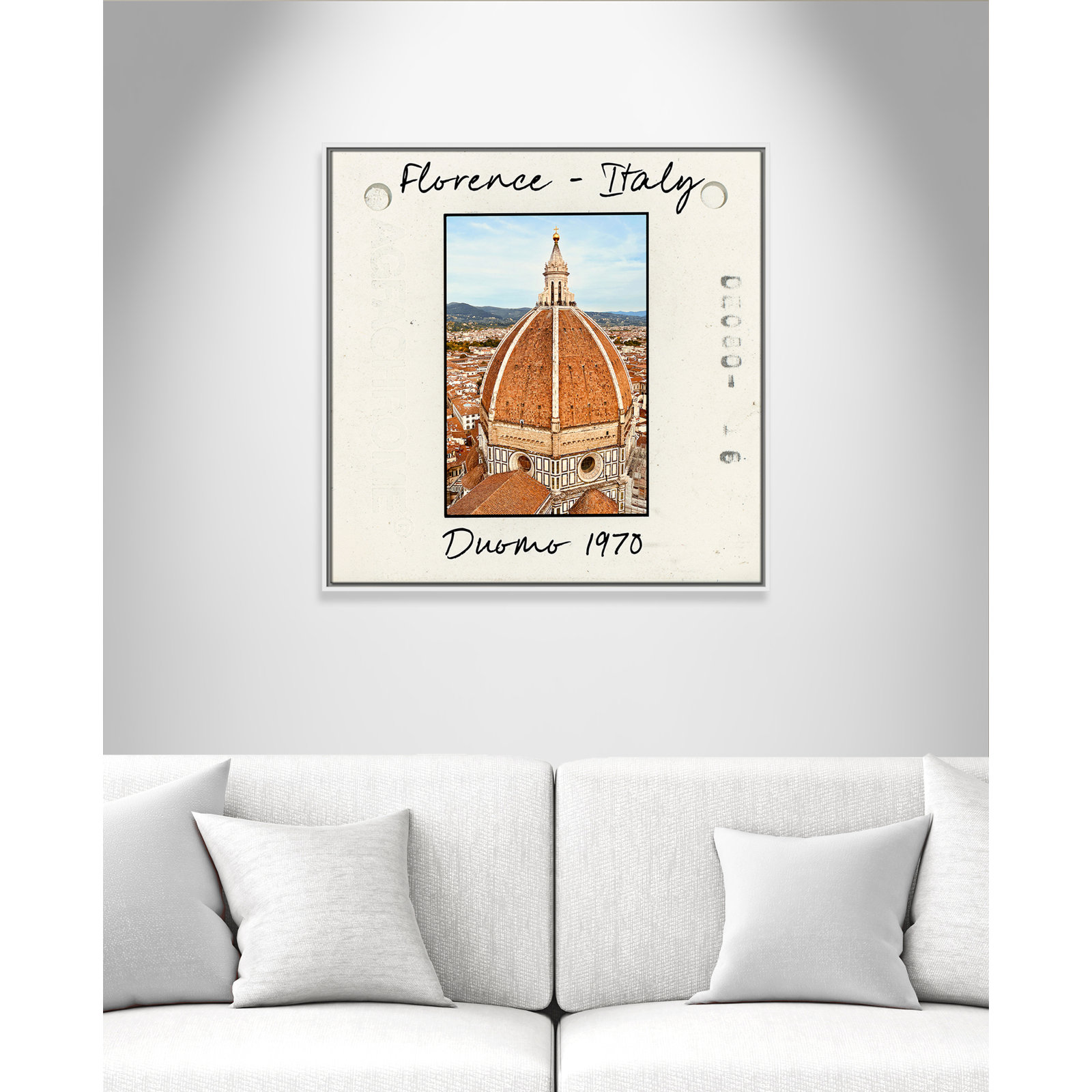 Travel Slide Collection "Florence, Italy - Duomo" Print, White Floater Framed Canvas, 31.5" H x 31.5" W x 2" D