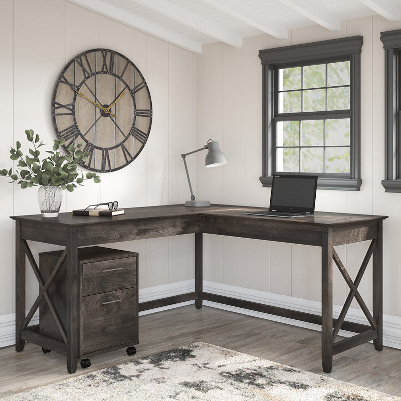 Bureau en L Kaionna, Hickory gris foncé