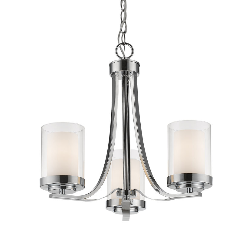 Arie 3-Light Steel Dimmable Chandelier, Chrome