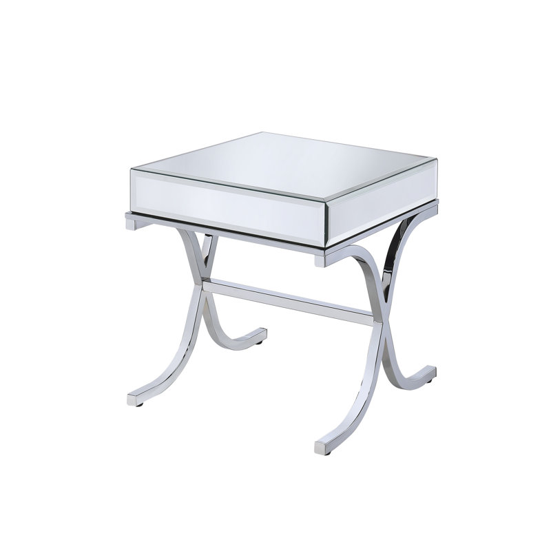 Yuri 21" Chrome Finish Mirrored Metal End Table