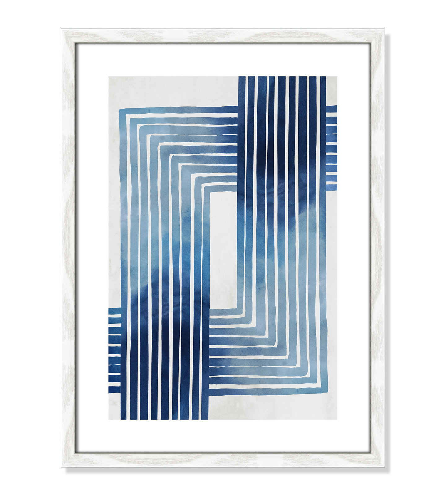 Lanny "In Unison" Painting by Eva Watts, White Wood Framed Paper, 23" H x 17" W x 0.75" D