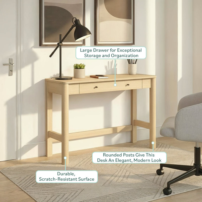 Chueyee Modern Writing Desk, Coastal Oak