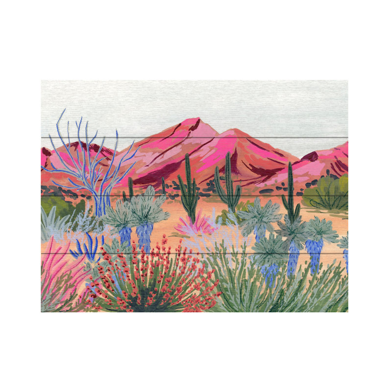 Sarah Gesek  Bright Desert Wood Slat Art, H 12 po x l 16 po