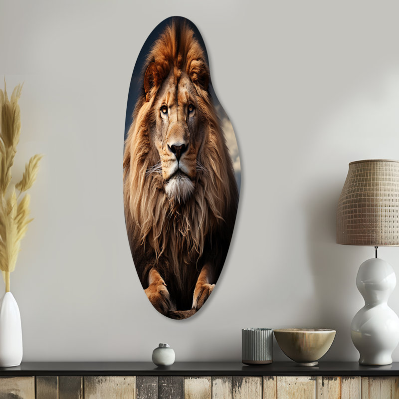 Lion Regal King - lion asymétrique, décoration murale sculpture en métal Freeform, H 38 po x l 15 po