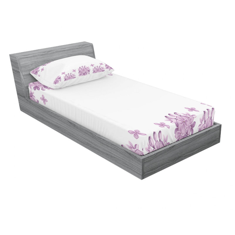 Microfiber Floral Sheet Set, Twin Sheet Set with Fitted Sheet