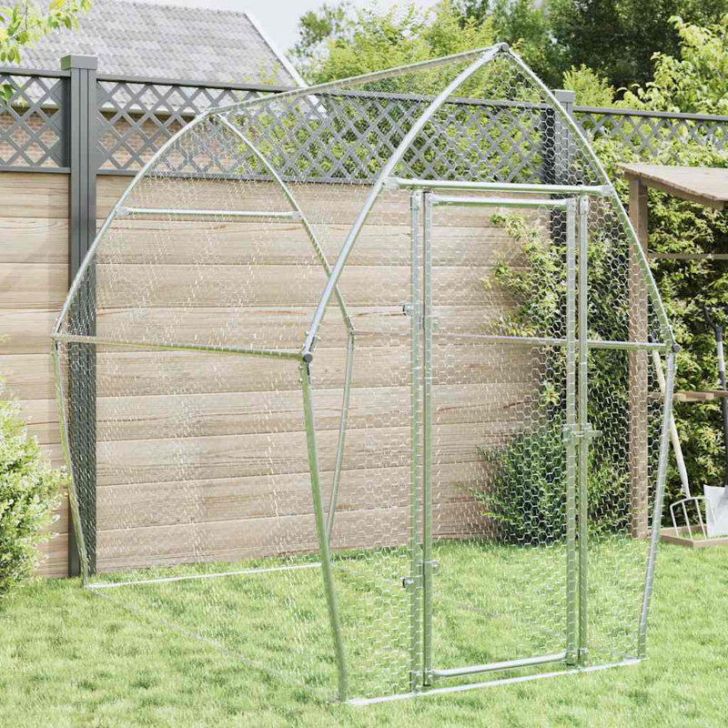  Chicken Cage Silver Galvanised Steel, 182cm H x 200cm W x 105cm D