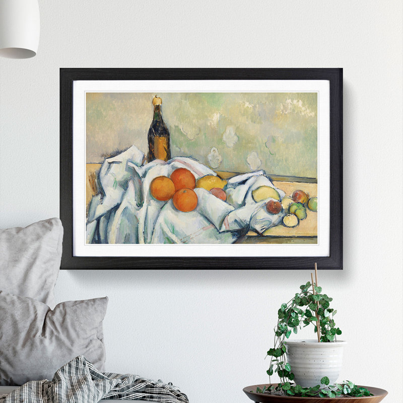 Still Life with Fruit Vol.2 by Paul Cezanne - Picture Frame Painting, Black Framed, 27cm H x 36cm W x 2cm D