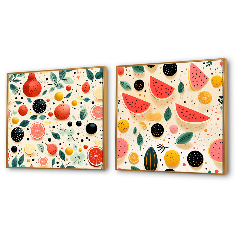 Rockland - Ensemble de 2 collages abstraits carrés, Cadre flottant doré, H 36 po x l 73 po