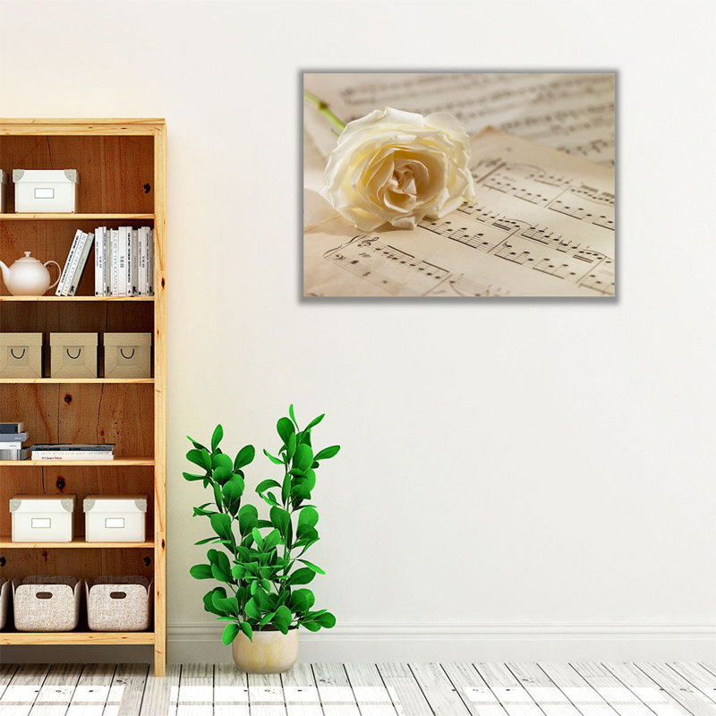 «Rose on a Musical Notes», reproduction d'art sur toile, H 45 po x l 60 po