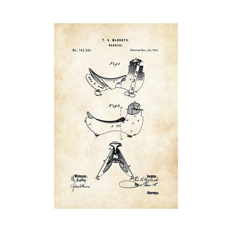 «Horse Saddle (1873)» par Brevet77 - reproduction d'art sur toile tendue, H 40 po x l 26 po x P 1,5 po