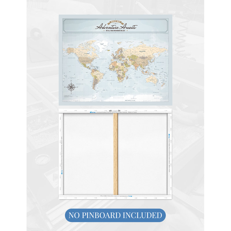 Toile: cartes du monde pour décoration murale, carte à épingles décoratives pour marquer les voyages, grande impression de carte du monde pour la maison, le bureau, le bureau et le véhicule récréatif, prête à être accrochée