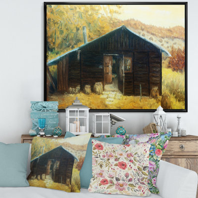 «Wooden Cabin In A Forest In The Mountains», reproduction sur toile flottante
