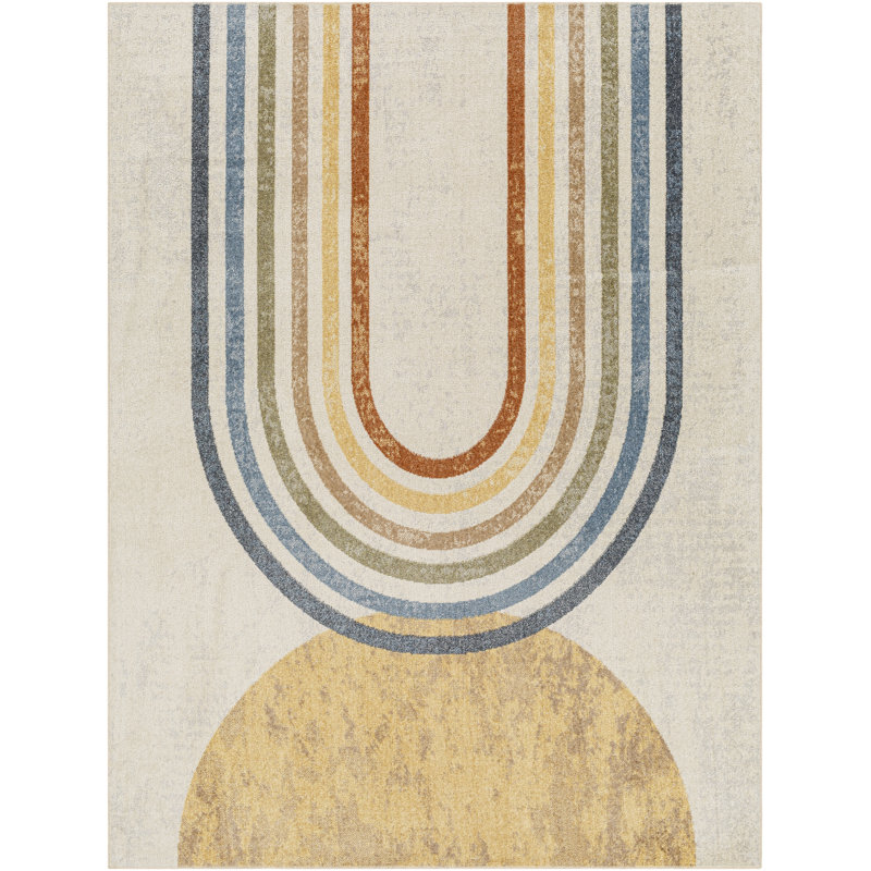 Quiogue Machine Washable Modern Boho Beige Area Rug, Rectangle 120 x 170cm