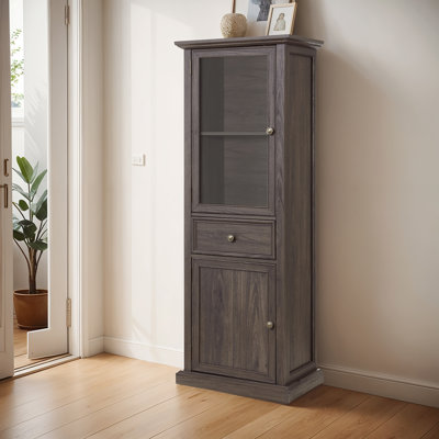 24High Storage Cabinet With Glass Doors And Shelves, Free-standing. by Winston Porter