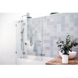Halo 51 in. x 58 in. Fully Frameless Glass Hinge Bathtub Door