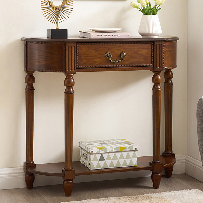 French style light luxury retro console table, Brown