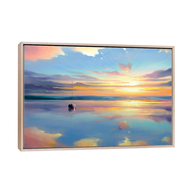Where Sky Meets Water, Natural Wood Floater Framed Canvas, No Mat, 18" H x 26" W x 1.5" D