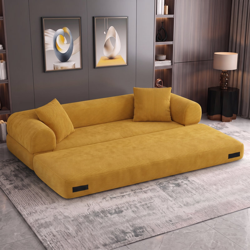 Grand canapé-lit convertible 3-en-1 grand lit, sans lit, futon, canapé-lit pliable avec poches de rangement, compression dans une boîte
