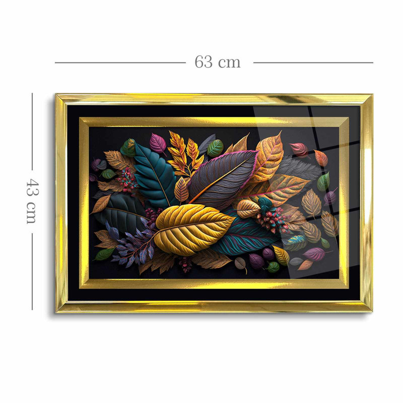 Élégante peinture décorative encadrée, 17,0 po x 25,6 po | 100% verre acrylique (épaisseur: 0,04 pouce) et cadre en bois massif (épaisseur: 1,0 pouce) | Art mural parfait pour le salon, la chambre à coucher et le bureau