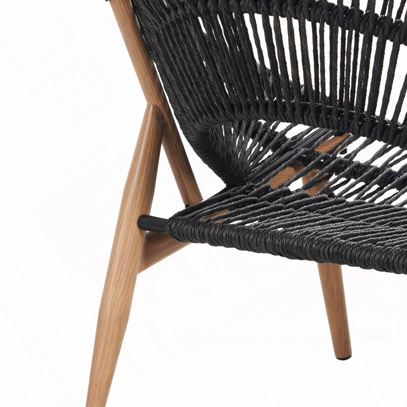 Chaise d'extérieur Papasan, Coussin gris / cadre noir 